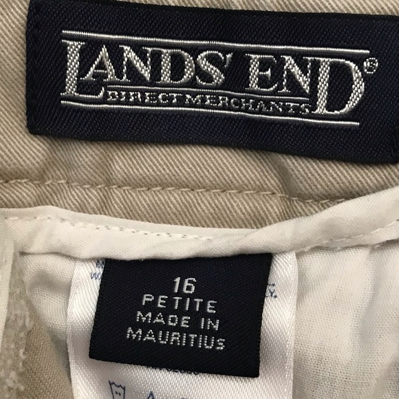 Lands' End Baumwolle Khaki Capris Womens Sz16P Cotton‎ Preppy Petite Flat Front - Picture 5 of 8